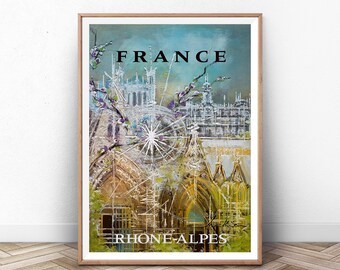 ローヌ地方のフランス旅行ポスター：ヴィンテージのフランス観光アート