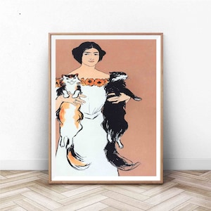 Französisch Kunstdruck, Vintage Wandkunst, Paris Wandkunst, Paris Druck, Katze Druck