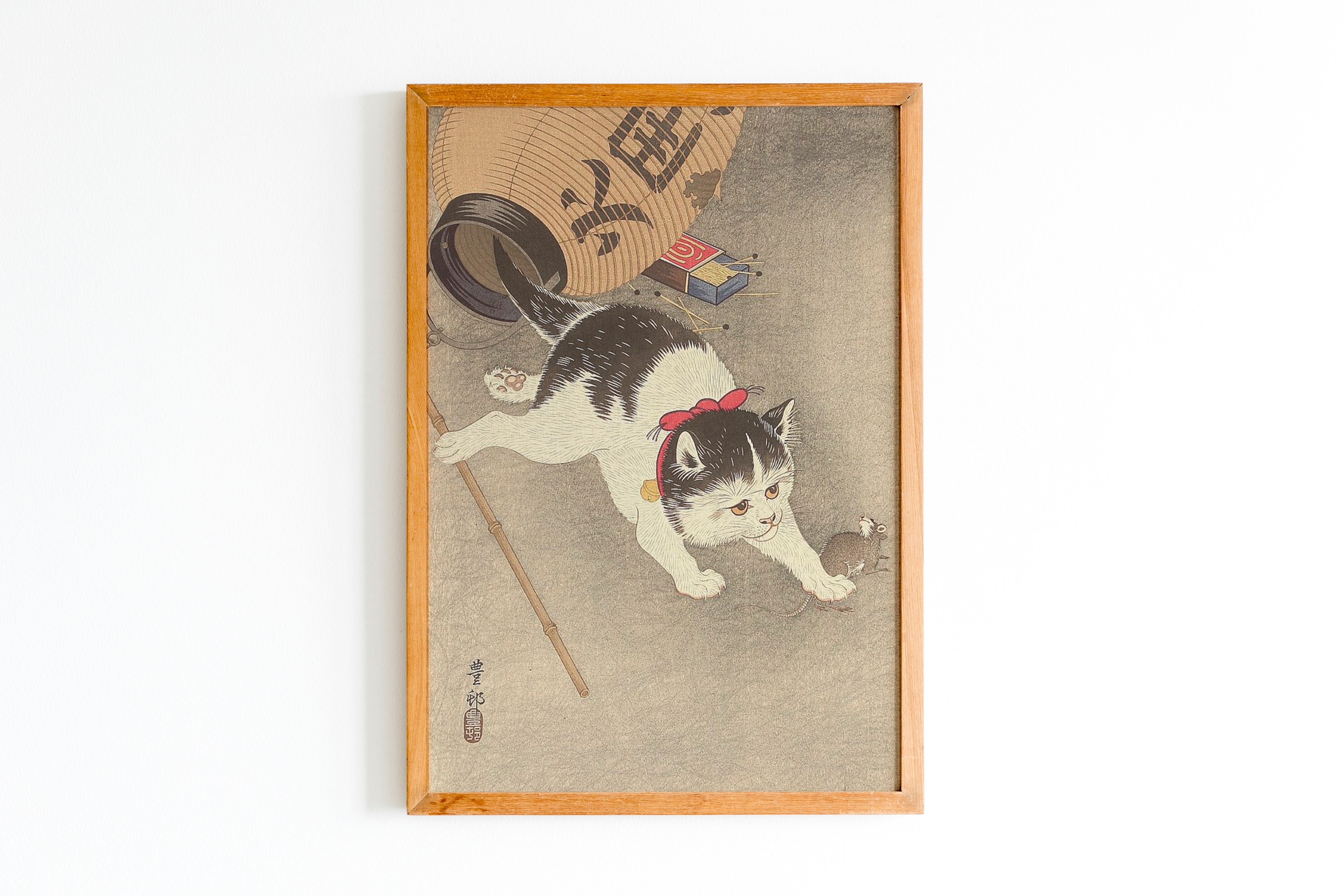 Japanese Cat Art Print: Vintage Wood Block Poster - Etsy