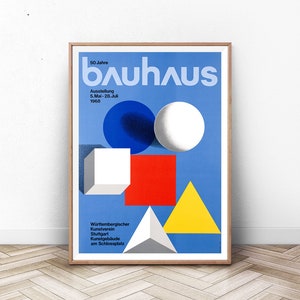 Cartaz da Exposição Bauhaus: Impressão de Arte Geométrica Vintage