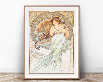 Alphonse Mucha Print / Art Nouveau / Home Decor / Vintage /