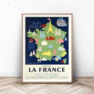 Cartel de Francia Travel, Paris Print, Paris Wall Art, French Riviera Print, France Print, Mid Century Wall Art, Modern Wall Art, Affiche