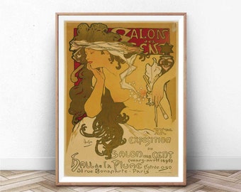 Alphonse Mucha Art Nouveau Print: Vintage Exhibition Poster