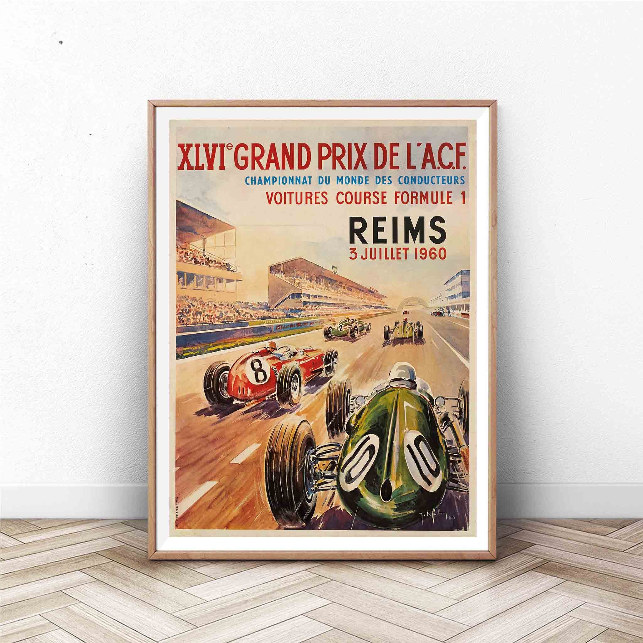 Vintage Grand Prix Poster | Car Print | Racing Art | Monaco | Hours of ...