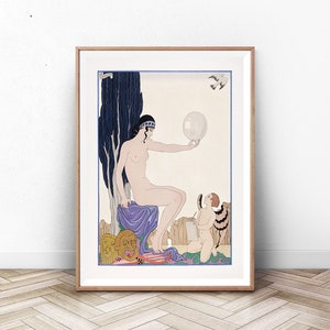 george barbier print, fashion illustration, home decor, paris wall art, vintage, girls room, classic