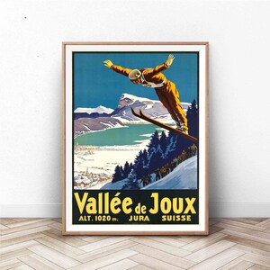 Vintage Ski Poster: Vallee de Joux Schweiz Reisekunst