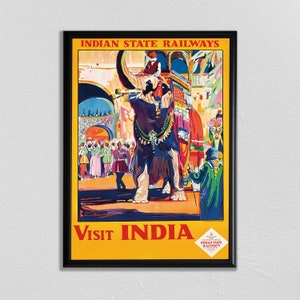 Cartel de la India, Cartel de la India, Cartel de viaje vintage, Anuncio vintage, cartel de turismo, arte del budismo, cartel, impresión