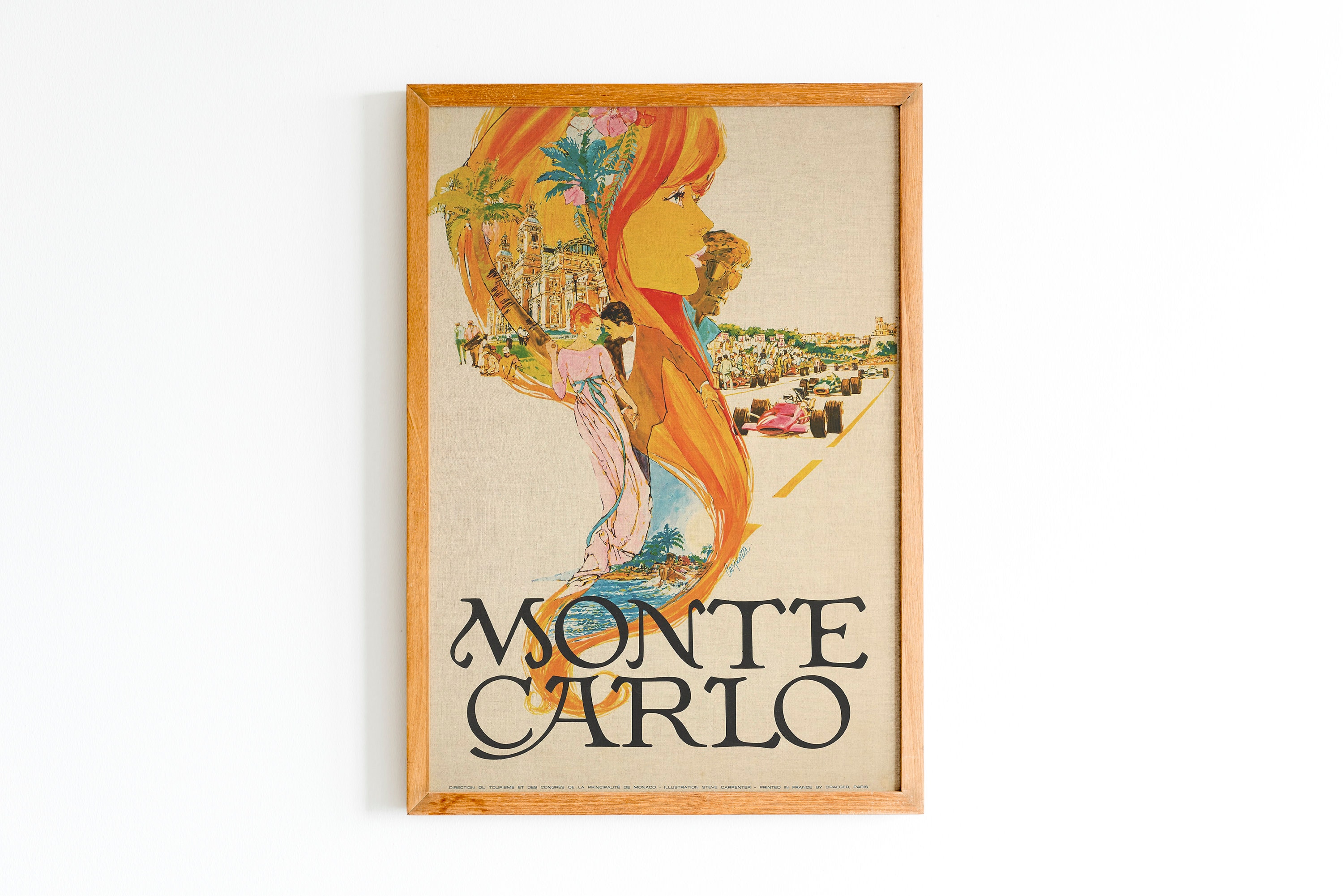 Vintage Monte Carlo Poster, Blonde Pinup, Paris Wall Art - Etsy