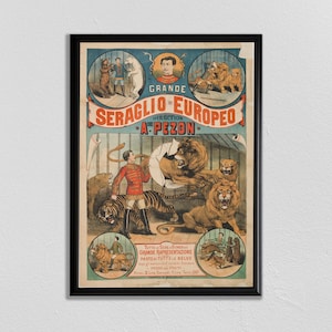 Cartel del circo, arte, decoración de circo, cartel de animales, arte del vivero, cartel de circo vintage, arte de circo retro
