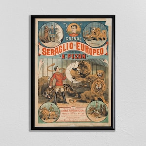 Circus Poster, Art, Circus Decor, Animal Poster, Nursery Art, Vintage Circus Poster, Retro Circus Art