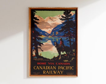 Vintage Canada Pacific Railway Poster: Lake Louise Travel Art