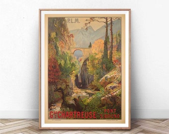 Chartreuse Frankrijk vintage reisposter: Franse muurkunstafdruk