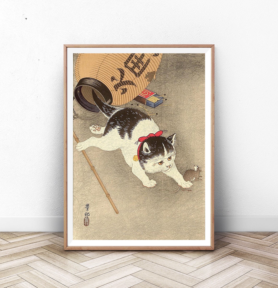 Japanese Cat Art Print: Vintage Wood Block Poster - Etsy