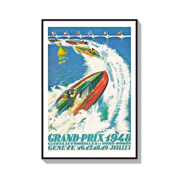 Affiche de bateau vintage, Lac Geneve, Paris Wall Art, Affiche de Paris, vintage Swiss Art, Book Poster, Classroom Poster, Travel Lover