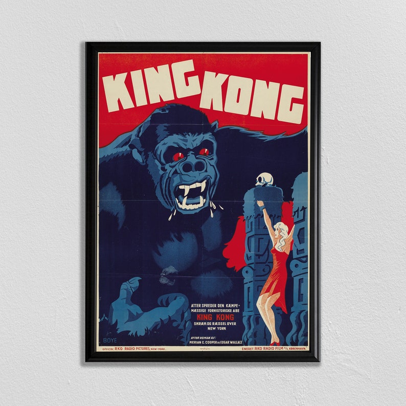 Cartel de King Kong, King Kong Art, Vintage Movie Poster, Retro Movie Poster, Cartel de película clásica, King Kong Wall Art imagen 1