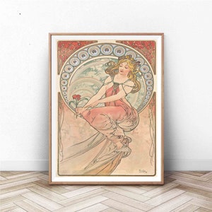 Alphonse Mucha Print | Art Nouveau | Home Decor | Vintage | flower girl