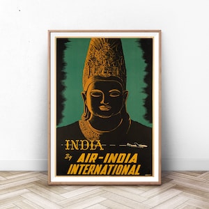 Cartel de viaje DE LA INDIA, arte de la pared de París, impresión de arte suizo, impresión de Francia, cartel de Italia, cartel de la Torre Eiffel, viajes vintage, arte de la pared de verano