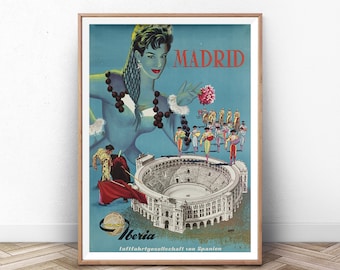 Vintage Madrid Spain Poster: Spanish Travel Art Print