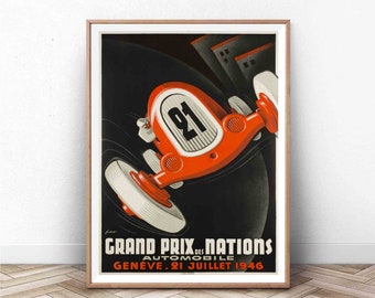 Vintage Grand Prix Poster: Monaco Racing Car Art Print