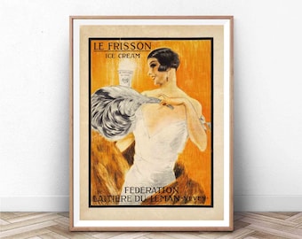 Manifesto pubblicitario vintage per gelati: stampa francese del 1922