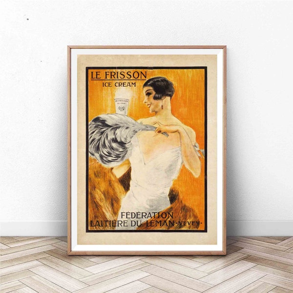 Vintage Ice Cream Poster: a vintage french advertisement from 1922 for a ice cream