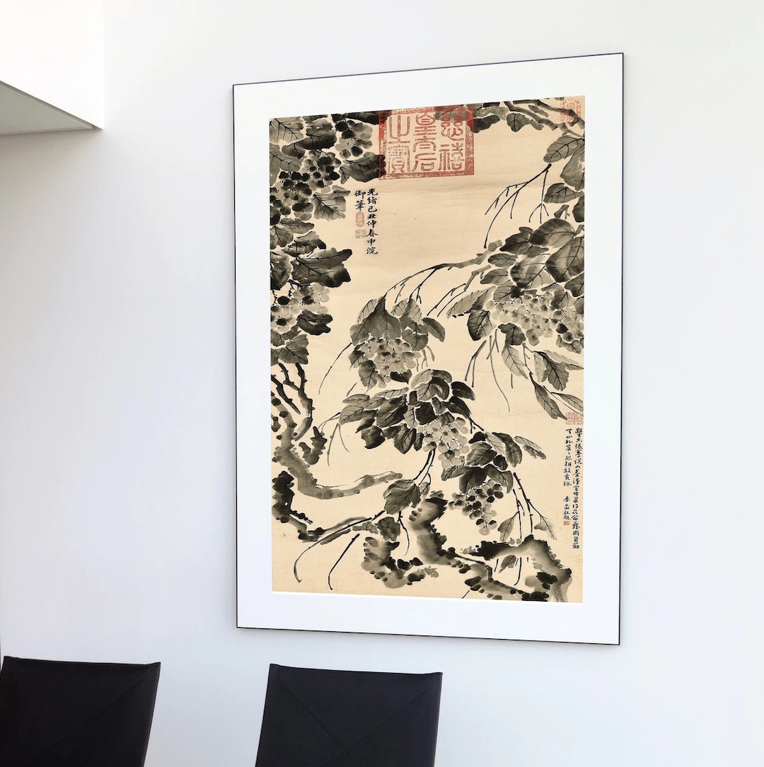 Vintage Chinese Floral Art Print: Botanical Wall Decor - Etsy