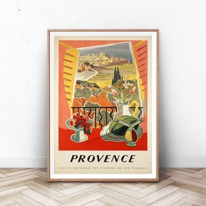 Cartel de viaje de Francia, arte de la pared de París, impresión de la Riviera francesa, impresión de Francia, Provenza, cartel tropical de la playa, vintage viaje, arte de la pared de verano