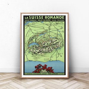 Cartel de Lausana, Suiza mapa, Vintage mapa impresión, arte suizo, impresión de París vintage, arte de Suisse, decoración del hogar, diseño de interiores
