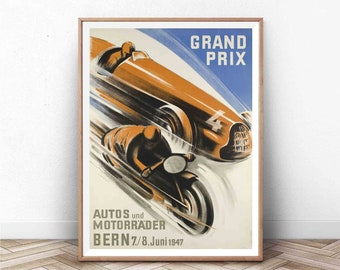 Vintage Grand Prix Racing Poster: Monaco Car Art Print
