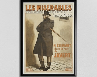 Les Misérables Vintage French Theatre Poster Print
