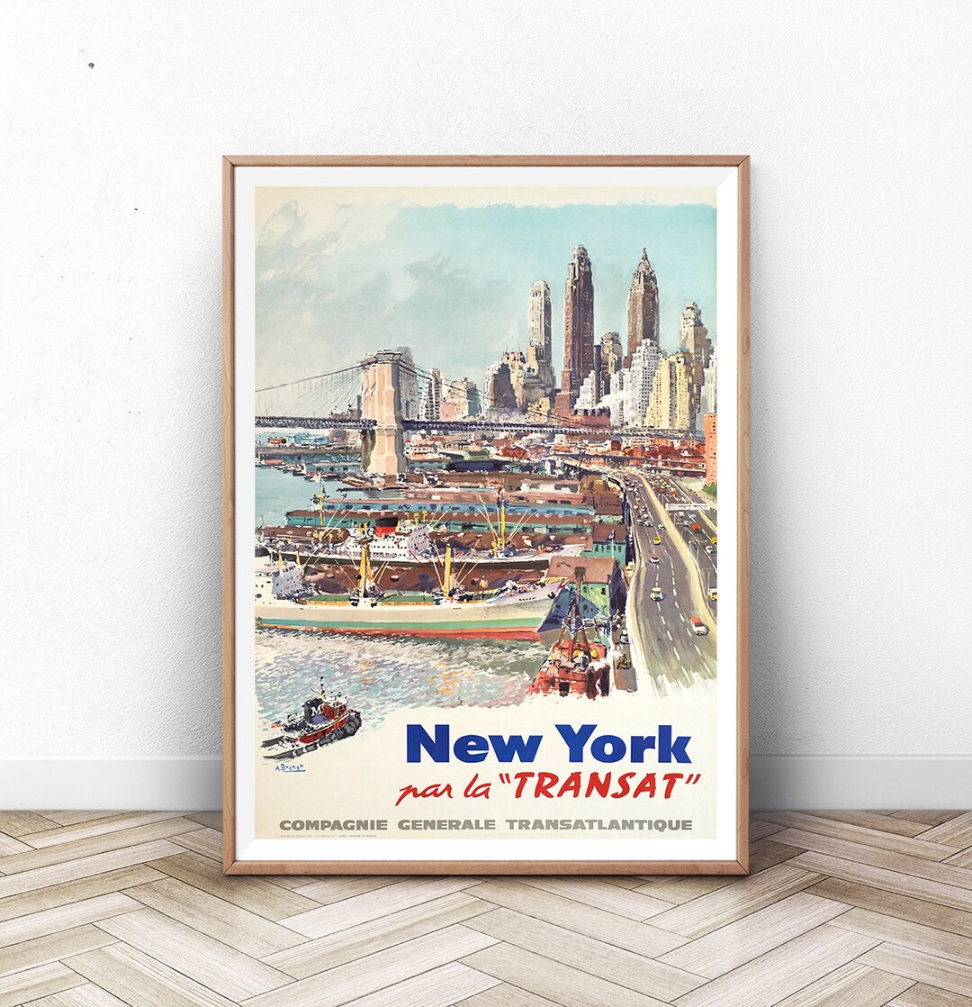 NYC Skyline Poster: Vintage New York Travel Print - Etsy