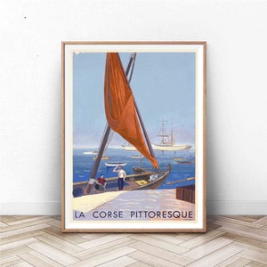 Vintage Beach and Boat Poster / Vintage Paris Wall Art / Cartel de viajes y turismo / Vintage French Wall Art