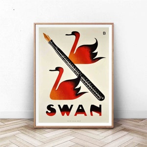 Paris Wall Art | Vintage Advertisement Poster | Swan Poster | Paris Print