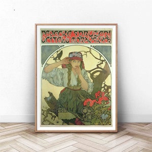 Alphonse Mucha Print | Art Nouveau | Home Decor | Vintage | flowers