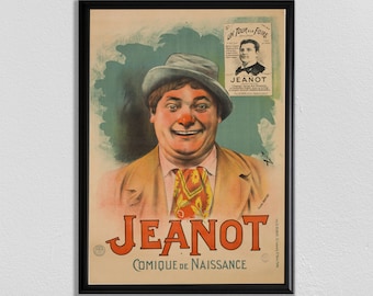 Vintage JEANOT Clown Circus Poster: Unique Wall Art