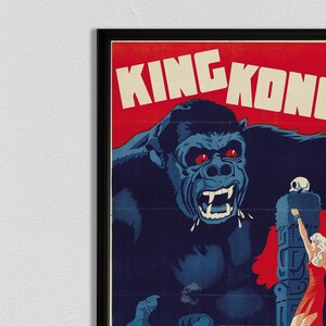 Cartel de King Kong, King Kong Art, Vintage Movie Poster, Retro Movie Poster, Cartel de película clásica, King Kong Wall Art imagen 2
