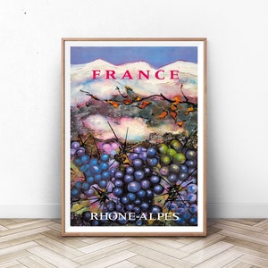 RHONE FRANCE Cartel de viaje, arte de viaje, cartel de France, cartel de turismo, cartel francés, arte de viaje de Francia, , cartel de Champagne, impresión de vino