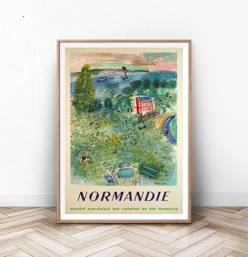 Normandie Poster, France Travel Poster, Paris Print, Paris Wall Art, French Riviera Print, France Print, Modern Wall Art, Affiche image 1