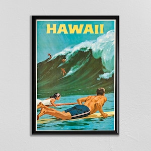 Hawaii Poster, Surfen Druck, Ozean Kunst, Ozean Druck, Wand-Dekor, Retro-Reise-Poster, Home-Wand-Kunst, Büro-Wand-Kunst, Paradies Poster