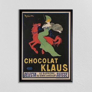 Paris Wall Art, Leonetto Cappiello Poster, Vintage Advertisement, Chocolat Klaus, French Art, Art Deco Poster, Retro Advertisement Print