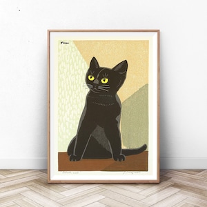 Cat Print, Japan Wood Block Japanese art print art home decor wall art print antique prints japan poster japanese decor asian deco mt fuji