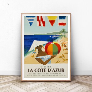 Impresión de la Costa Azul, Cartel de viaje de Francia, Impresión de París, Arte de la pared de París, impresión de Francia, arte de pared de mediados del siglo, arte moderno de la pared, Affiche