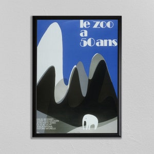 zoo print animal poster elephant art paris wall blue classic vintage