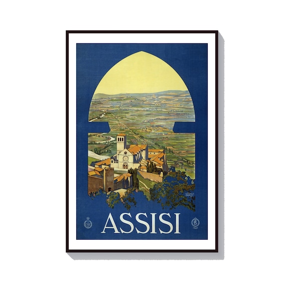 Poster Vintage Assise Italie 30x45cm - Impression Haute Qualité - Décoration Murale Salon, Bureau, Chambre