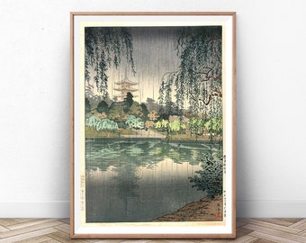 Lluvia en Kofukuji Templo 1937 - Tsuchiya Koitsu impresión Edo Período japonés impresión Japón pared arte japonés arte japonés arte japonés cartel