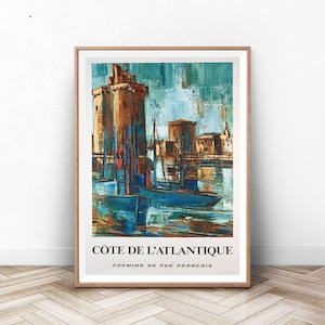 Cartel de viaje vintage de la Riviera francesa, arte de viaje, cartel de francia, cartel de turismo, cartel francés, arte de viaje de Francia, Francia de Niza