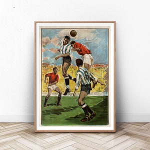Vintage Soccer Poster, Futbol Art, Soccer Art Print, Sports Gift, Sports Decor, Soccer Print