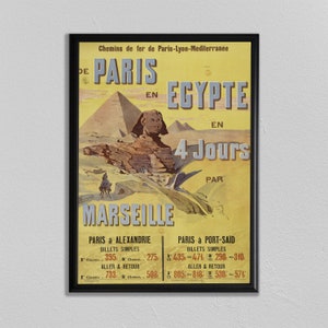 Egypt Poster, Egyptian Art Print, Cairo Wall Art, Mummy, Vintage Travel Poster, Home Decor, Egypte