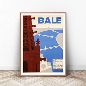 CARTEL de viaje DE BALE, Arte de la pared de París, impresión de los Alpes suizos, impresión de Francia, Provenza, cartel de la montaña, vintage viaje, arte de la pared de verano