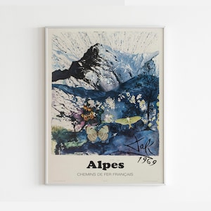 Les Alpes, French Alps Print, France Poster, Skiing, Mountain Art, Tourism Print, Vintage, Home Decor, Paris Print